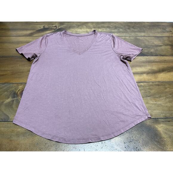 Lululemon Love Crew Short Sleeve V- Neck Size Medium Speckled Chai SCHI / WHT - Picture 1 of 7